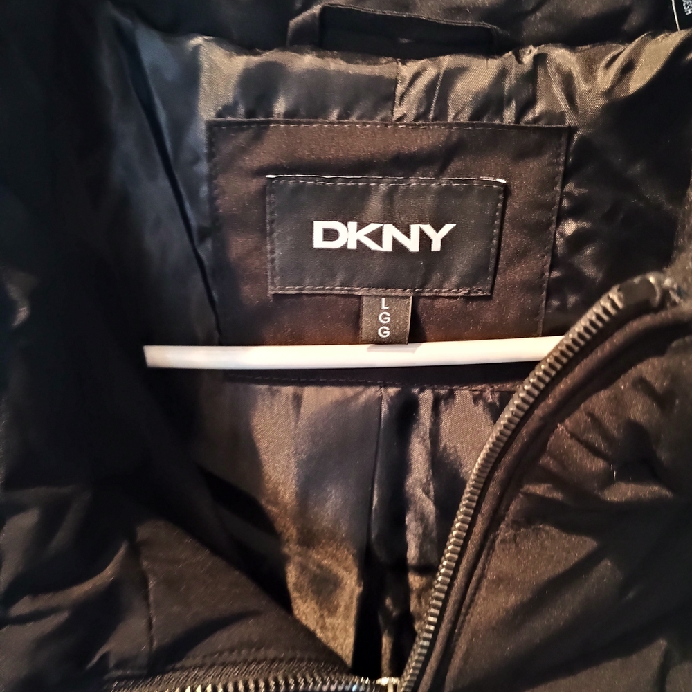 DKNY Women's Black Quilted Hooded Long Puffer Coat - Picture 5 of 5